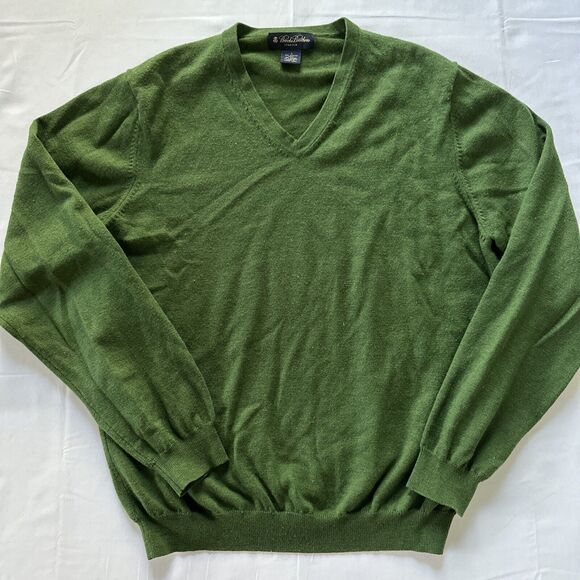 Brooks Brothers Other - Brooks Brothers Stretch Sweater Mens L Green Merino Wool Long Sleeve Pullover